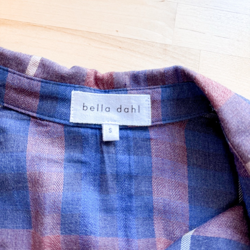 Revolve‎ Bella Dahl Plaid Flannel Winter Chic Shirt Dress Fray Red Blue Small - Picture 8 of 10